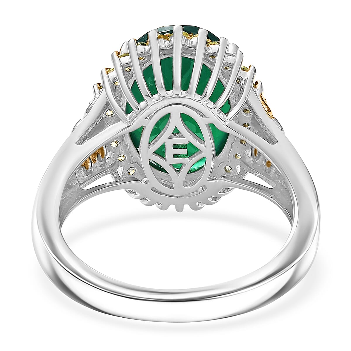 EverTrue Verde Onyx, Hebei Peridot Ring 18K YG Plated and Platinum Bond (Size 10.0) 5.50 ctw image number 4