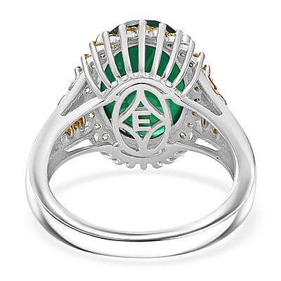 EverTrue Verde Onyx, Hebei Peridot Ring in 18K YG Plated and Platinum Bond 5.50 ctw (Size 10.0)