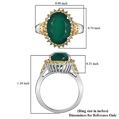 EverTrue Verde Onyx, Hebei Peridot Ring in 18K YG Plated and Platinum Bond 5.50 ctw (Size 10.0)