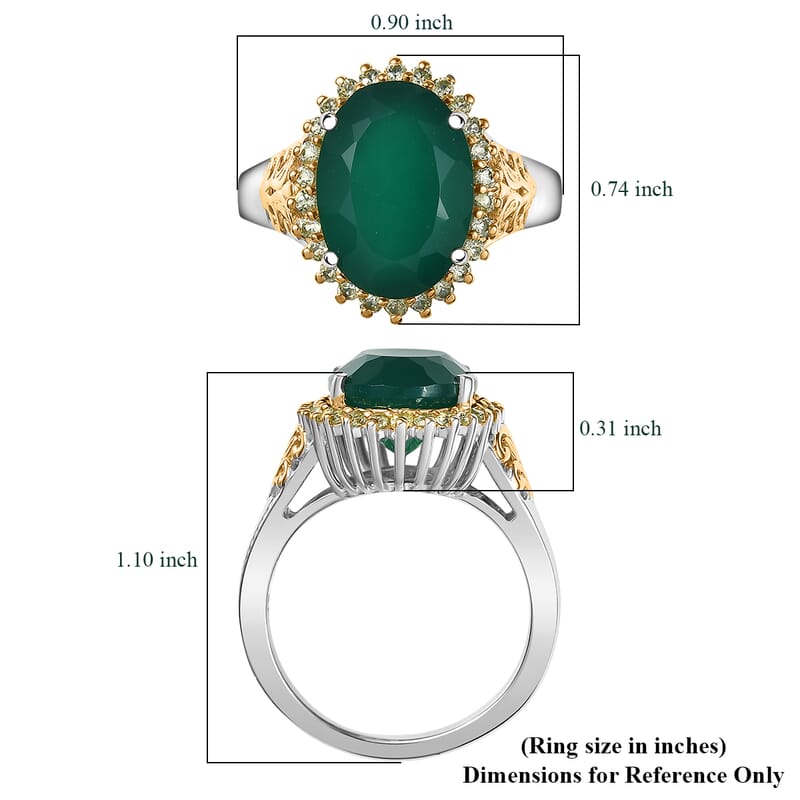 EverTrue Verde Onyx, Hebei Peridot Ring in 18K YG Plated and Platinum Bond 5.50 ctw (Size 10.0)