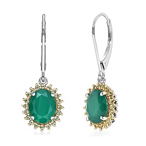 EverTrue Verde Onyx and Hebei Peridot 5.50 ctw Earrings in 18K YG Plated and Platinum Bond