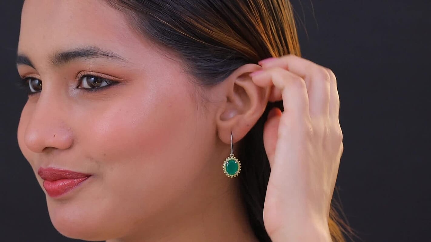 EverTrue Verde Onyx and Hebei Peridot 5.50 ctw Earrings in 18K YG Plated and Platinum Bond
