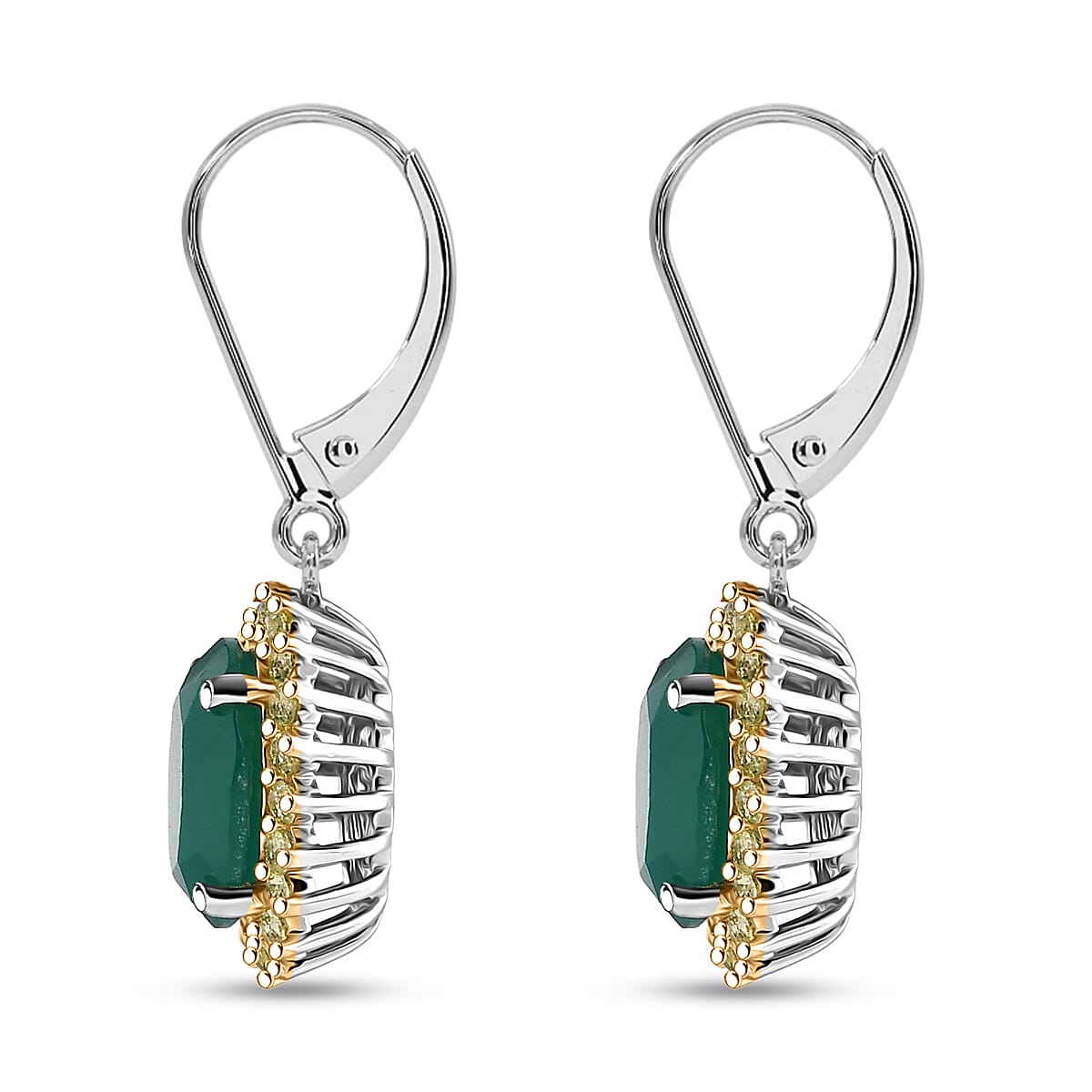 EverTrue Verde Onyx and Hebei Peridot 5.50 ctw Earrings in 18K YG Plated and Platinum Bond image number 3
