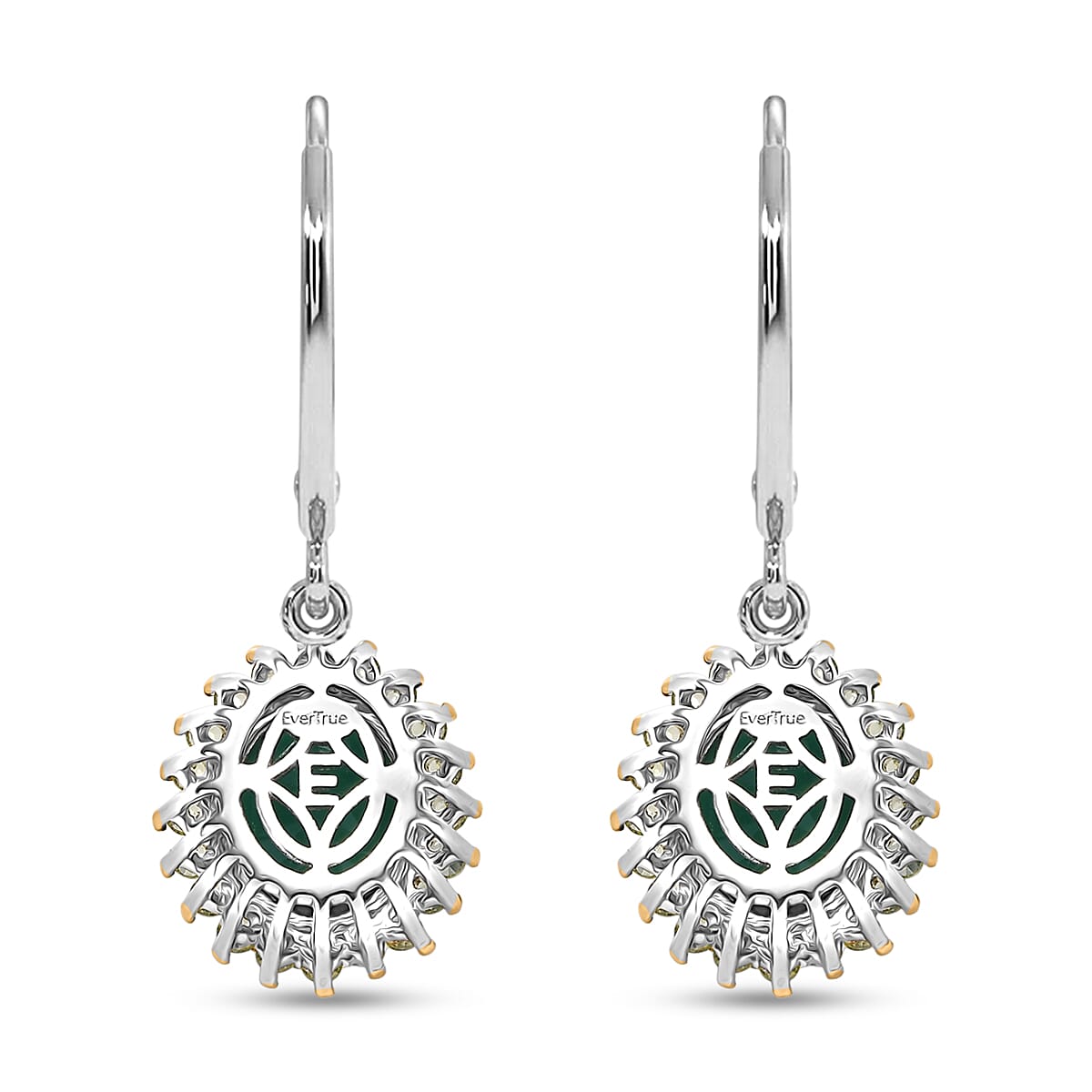 EverTrue Verde Onyx and Hebei Peridot 5.50 ctw Earrings in 18K YG Plated and Platinum Bond