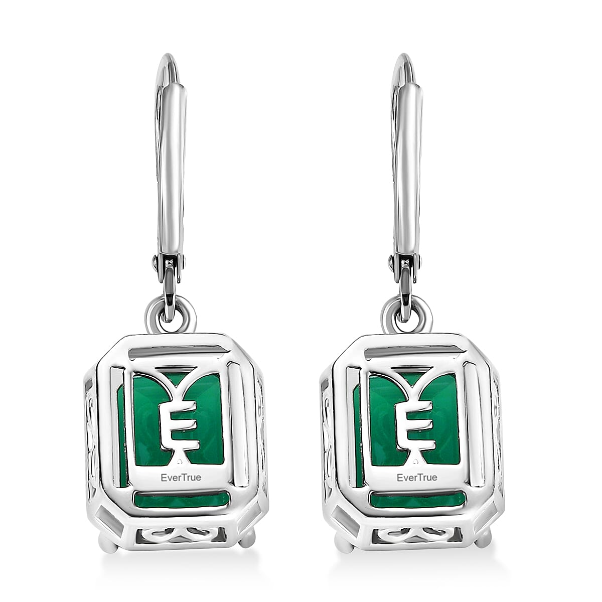 EverTrue Green Onyx 6.30 ctw Earrings in Platinum Bond image number 4