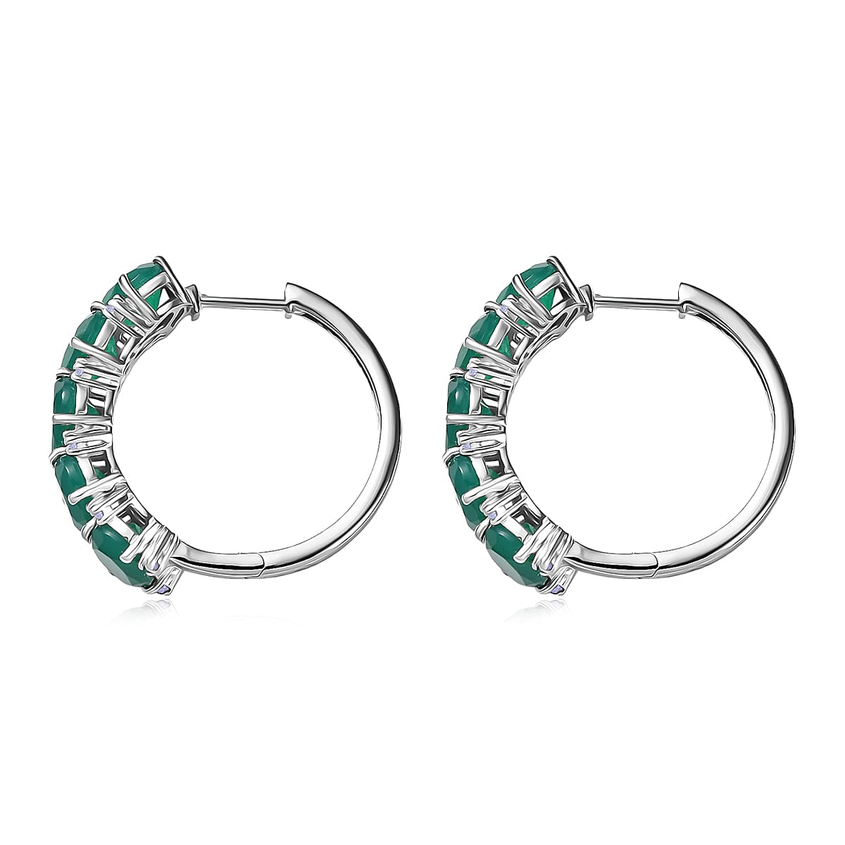 EverTrue Verde Onyx, White Zircon Earrings in Platinum Bond 11.90 ctw