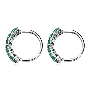 EverTrue Verde Onyx, White Zircon Earrings in Platinum Bond 11.90 ctw