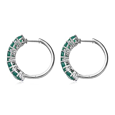 EverTrue Verde Onyx, White Zircon Earrings in Platinum Bond 11.90 ctw