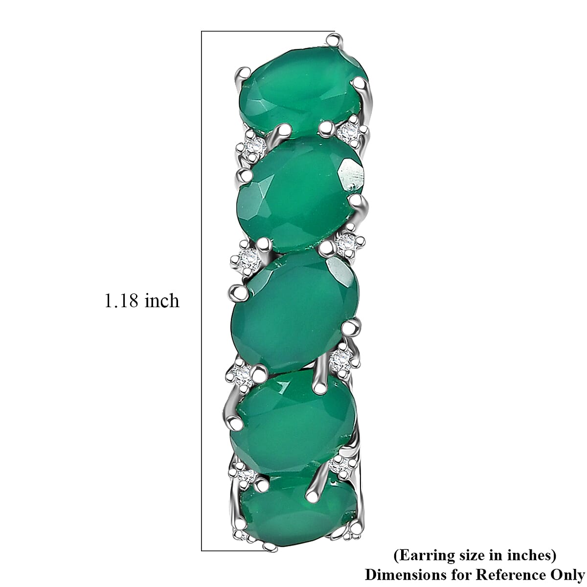 EverTrue Verde Onyx, White Zircon Earrings in Platinum Bond 11.90 ctw
