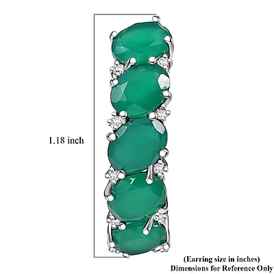 EverTrue Verde Onyx, White Zircon Earrings in Platinum Bond 11.90 ctw