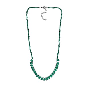 EverTrue Verde Onyx, White Zircon Necklace in Platinum Bond 31.65 ctw (18-20 Inches)