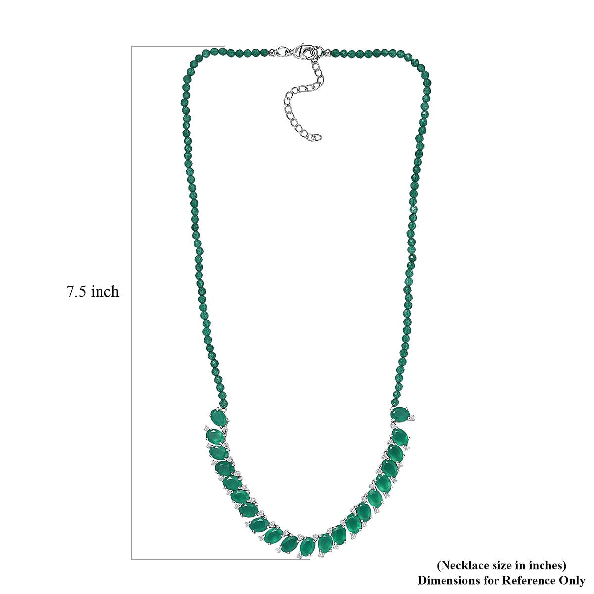 EverTrue Verde Onyx and White Zircon 31.65 ctw Necklace in Platinum Bond 18-20 Inches image number 5
