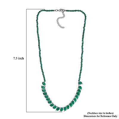 EverTrue Verde Onyx, White Zircon Necklace in Platinum Bond 31.65 ctw (18-20 Inches)