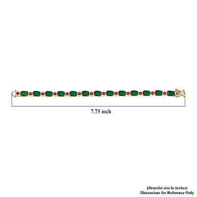 EverTrue Verde Onyx and Lab Created Ruby 19.20 ctw Bloom Link Bracelet in 18K Yellow Gold Plated (7.25 In)