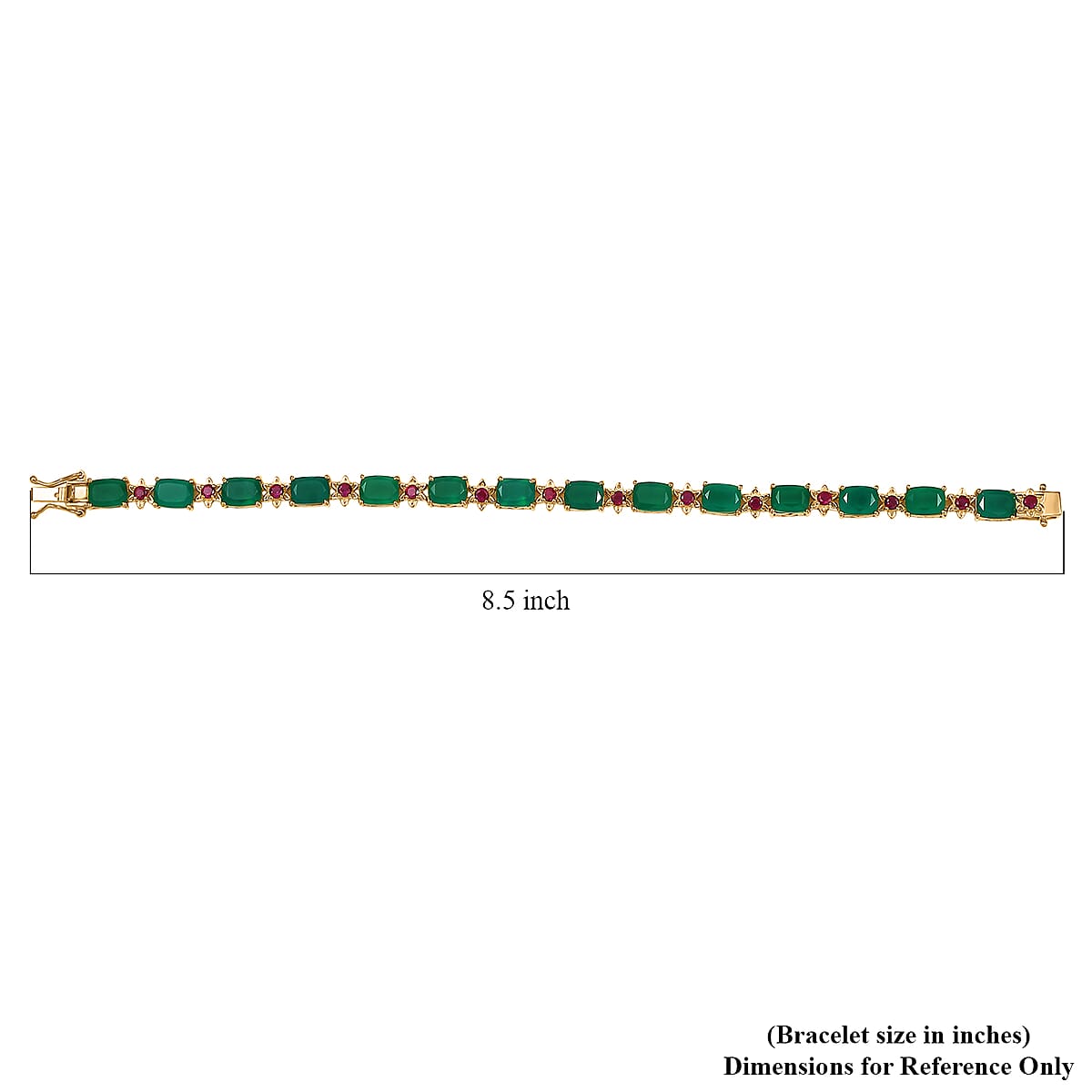 EverTrue Verde Onyx and Lab Created Ruby 20.65 ctw Bloom Link Bracelet in 18K YG Plated (8.00 In) image number 4