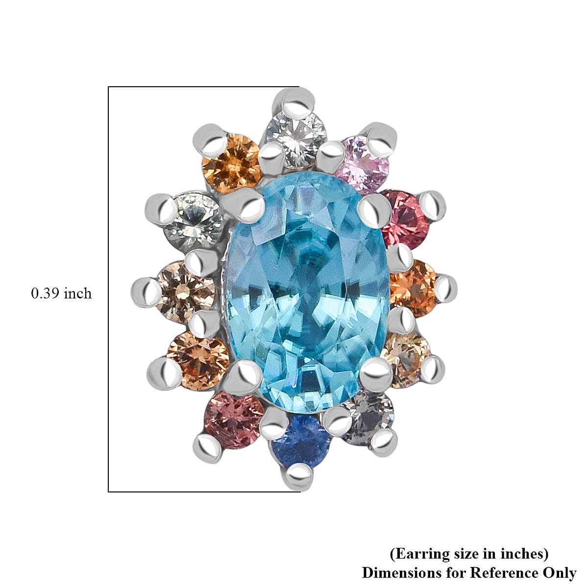 D'Joy Premium Cambodian Blue Zircon and Multi Sapphire 1.85 ctw Royal Bloom Earrings in Rhodium Over Sterling Silver  image number 5