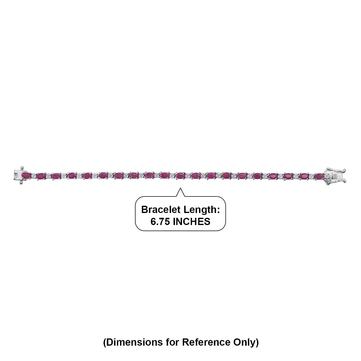 D'Joy Mozambique Ruby and Moissanite 6.85 ctw Royal Line Bracelet in Rhodium Over Sterling Silver (6.50 In) (Del. In 8-10 Days) image number 4