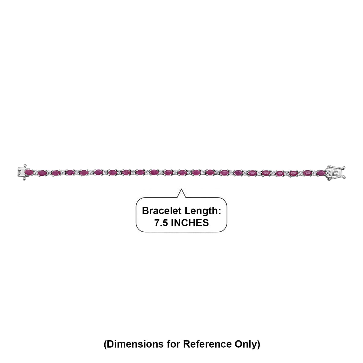 D'Joy Mozambique Ruby and Moissanite 6.85 ctw Royal Line Bracelet in Rhodium Over Sterling Silver (6.50 In) (Del. In 8-10 Days) image number 5