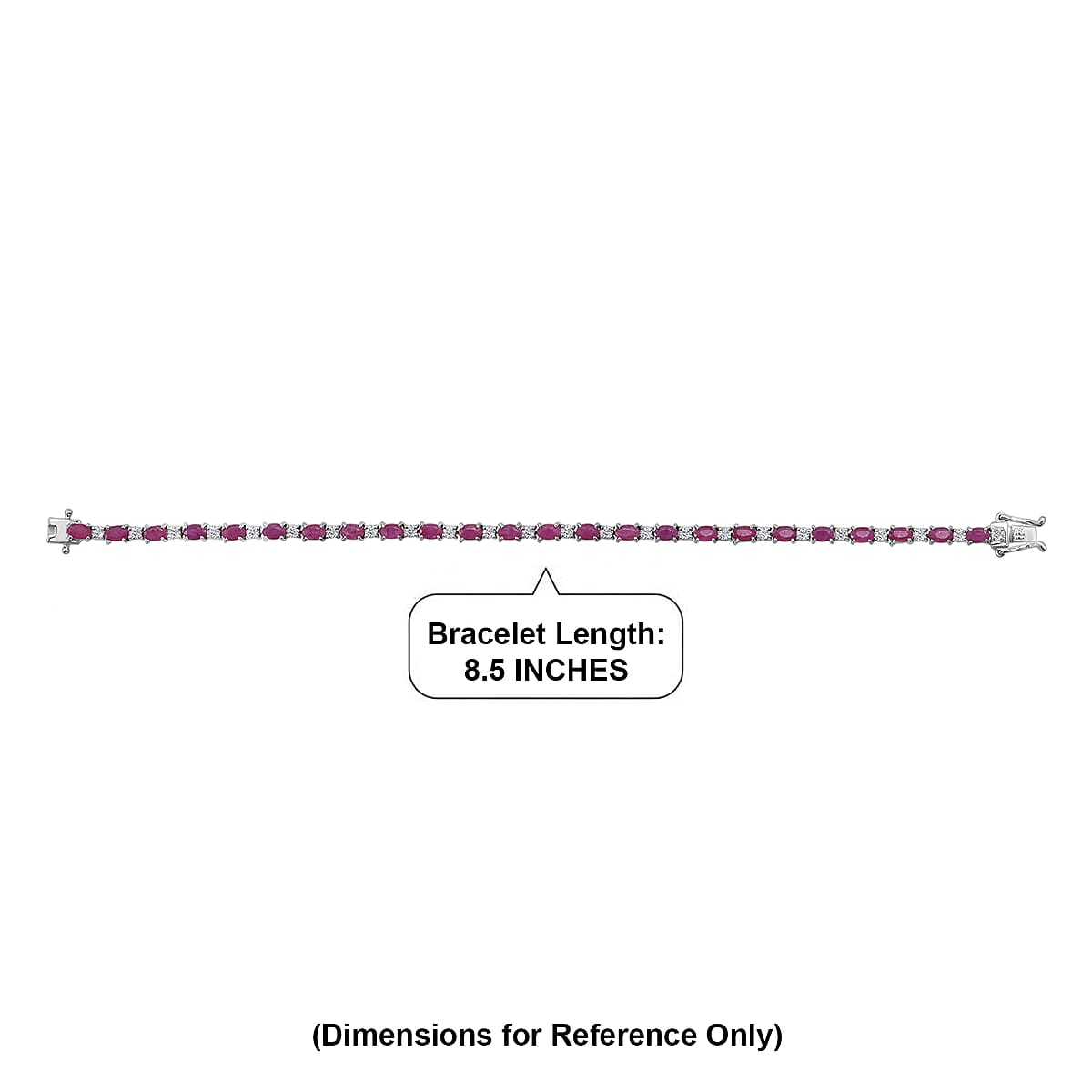 D'Joy Mozambique Ruby and Moissanite 6.85 ctw Royal Line Bracelet in Rhodium Over Sterling Silver (6.50 In) (Del. In 8-10 Days) image number 6