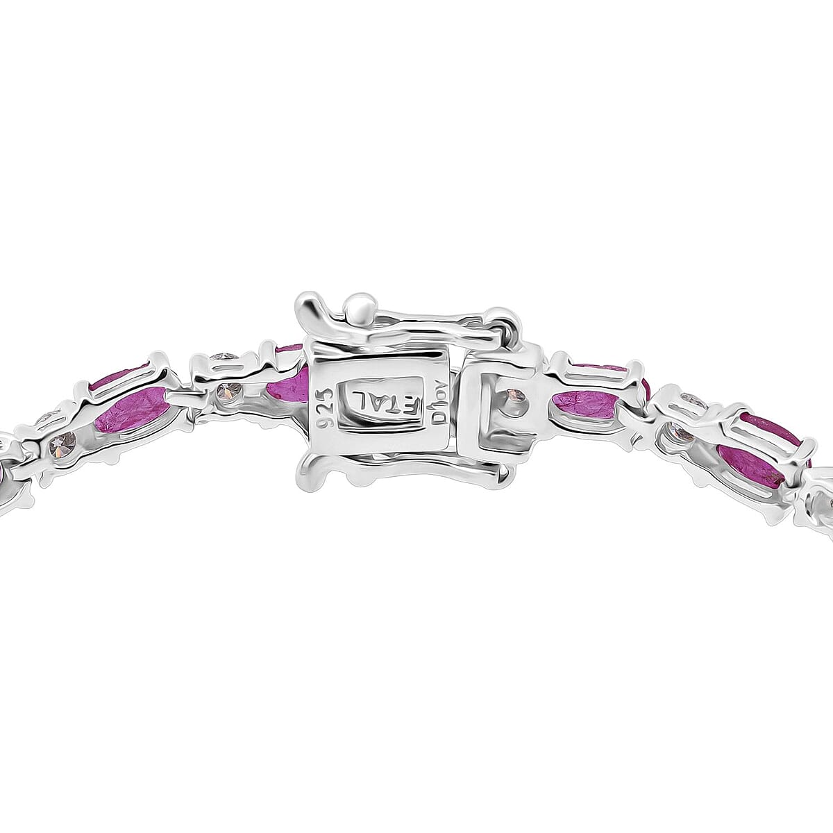 D'Joy Mozambique Ruby and Moissanite 7.50 ctw Bracelet in Rhodium Over Sterling Silver (7.25 In) image number 2