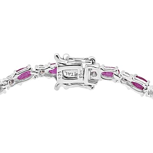 D'Joy Mozambique Ruby and Moissanite 7.50 ctw Bracelet in Rhodium Over Sterling Silver (7.25 In)