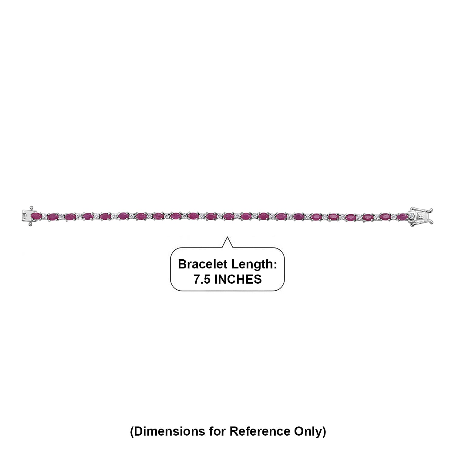 D'Joy Montepuez Ruby and Moissanite 7.50 ctw Royal Line Bracelet in Rhodium Over Sterling Silver (7.25 In)