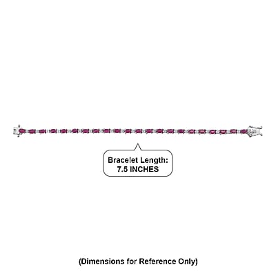 D'Joy Montepuez Ruby and Moissanite 7.50 ctw Royal Line Bracelet in Rhodium Over Sterling Silver (7.25 In)
