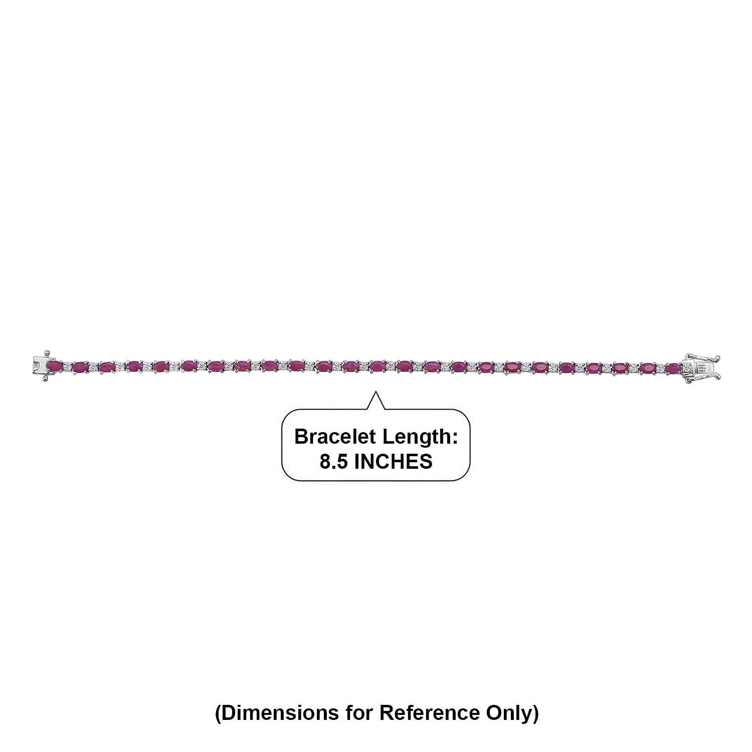 D'Joy Montepuez Ruby and Moissanite 8.55 ctw Royal Line Bracelet in Rhodium Over Sterling Silver (8.00 In)