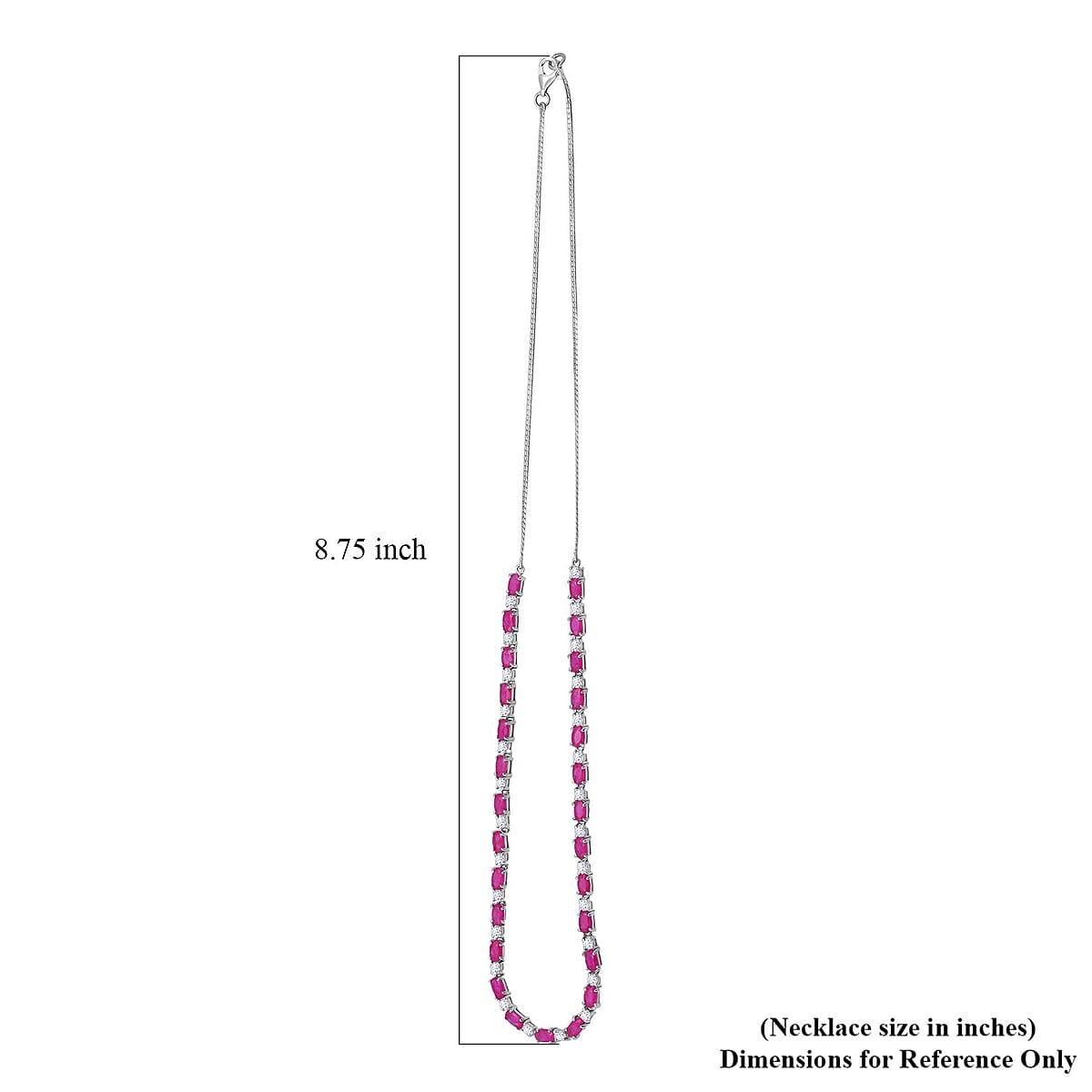 D'Joy Mozambique Ruby and Moissanite 9.40 ctw Necklace 18 Inches in Rhodium Over Sterling Silver image number 4