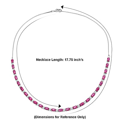 D'Joy Montepuez Ruby and Moissanite 9.40 ctw Royal Line Necklace 18 Inches in Rhodium Over Sterling Silver