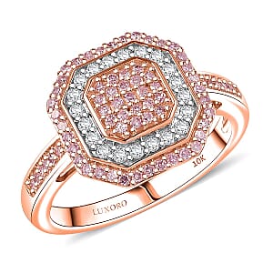 Luxoro 10K Rose Gold Natural Pink and White Diamond (I2) Art Deco Ring (Size 10.5) 0.50 ctw