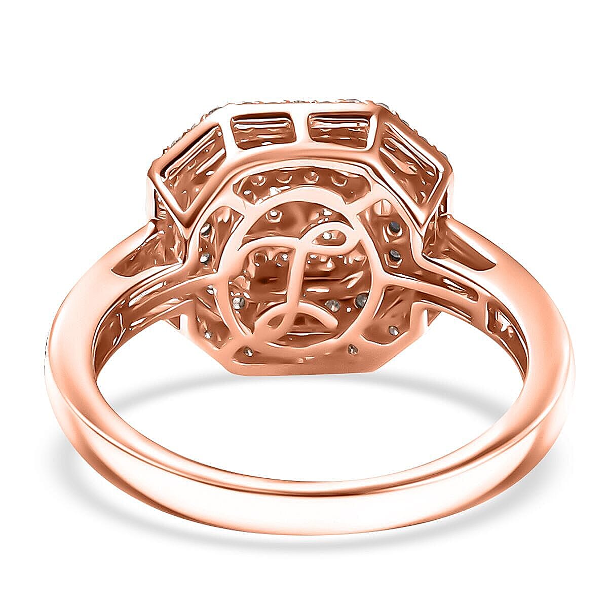 Luxoro 10K Rose Gold Natural Pink and White Diamond (I2) Art Deco Ring (Size 11.0) 0.50 ctw image number 4
