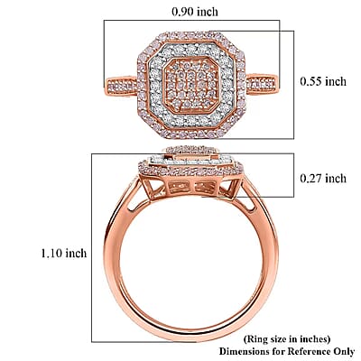 Luxoro 10K Rose Gold Natural Pink and White Diamond (I2) Art Deco Ring (Size 12.0) 0.50 ctw