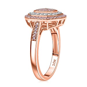 Luxoro Natural Pink and White Diamond I2 0.50 ctw Art Deco Ring in 10K Rose Gold (Size 7.0)