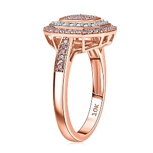 Luxoro 10K Rose Gold Natural Pink and White Diamond (I2) Art Deco Ring (Size 8.5) 0.50 ctw