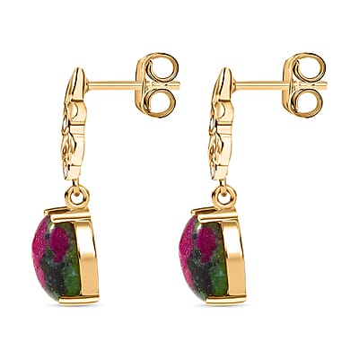 EverTrue Ruby Zoisite and Multi Gemstone 9.80 ctw Earrings in 18K YG Plated