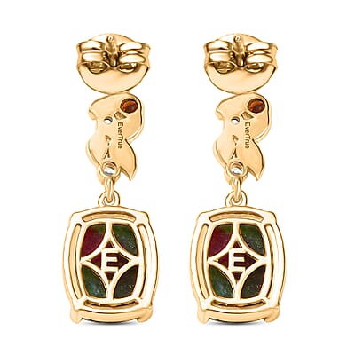 EverTrue Ruby Zoisite and Multi Gemstone 9.80 ctw Earrings in 18K YG Plated