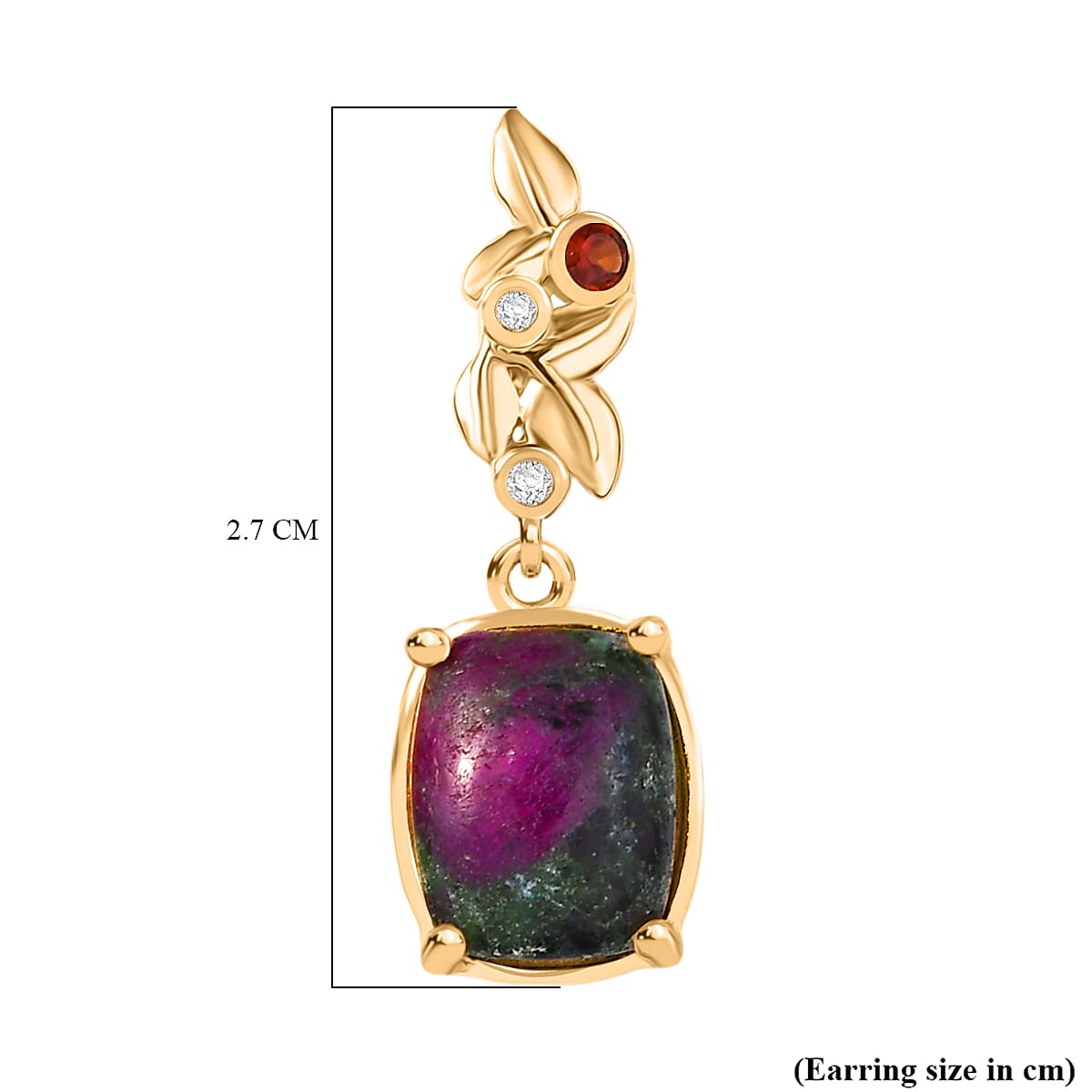 EverTrue Ruby Zoisite and Multi Gemstone 9.80 ctw Earrings in 18K YG Plated