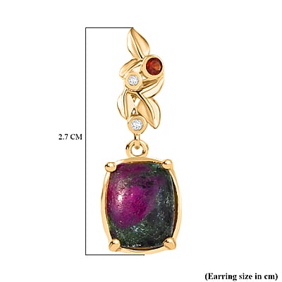 EverTrue Ruby Zoisite and Multi Gemstone 9.80 ctw Earrings in 18K YG Plated