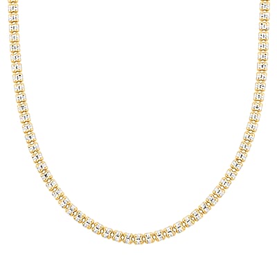Italian Diamond Cut ICE Round Necklace in 14K YG and Rhodium Over Sterling Silver 12.71 Grams 18 Inches