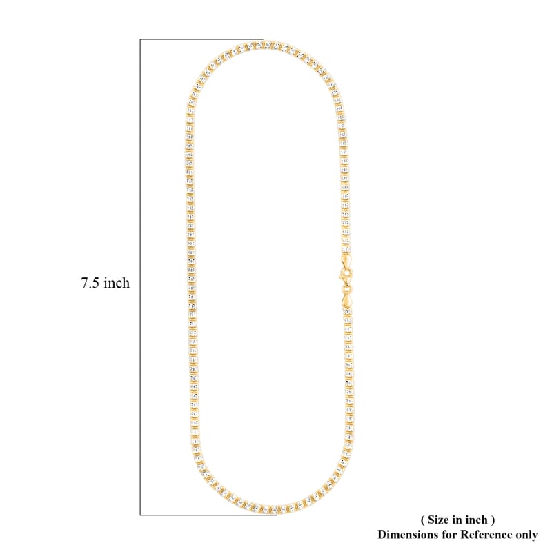 Italian Diamond Cut ICE Round Necklace in 14K YG and Rhodium Over Sterling Silver 12.71 Grams 18 Inches