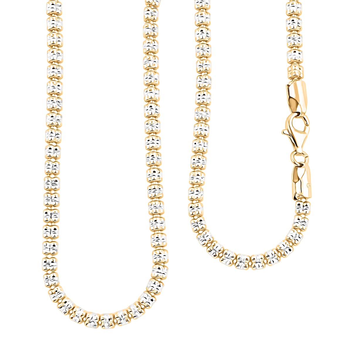 Made In Italy Diamond Cut ICE Round Necklace in 14K YG and Rhodium Over Sterling Silver 19.15 Grams 18 Inches image number 0