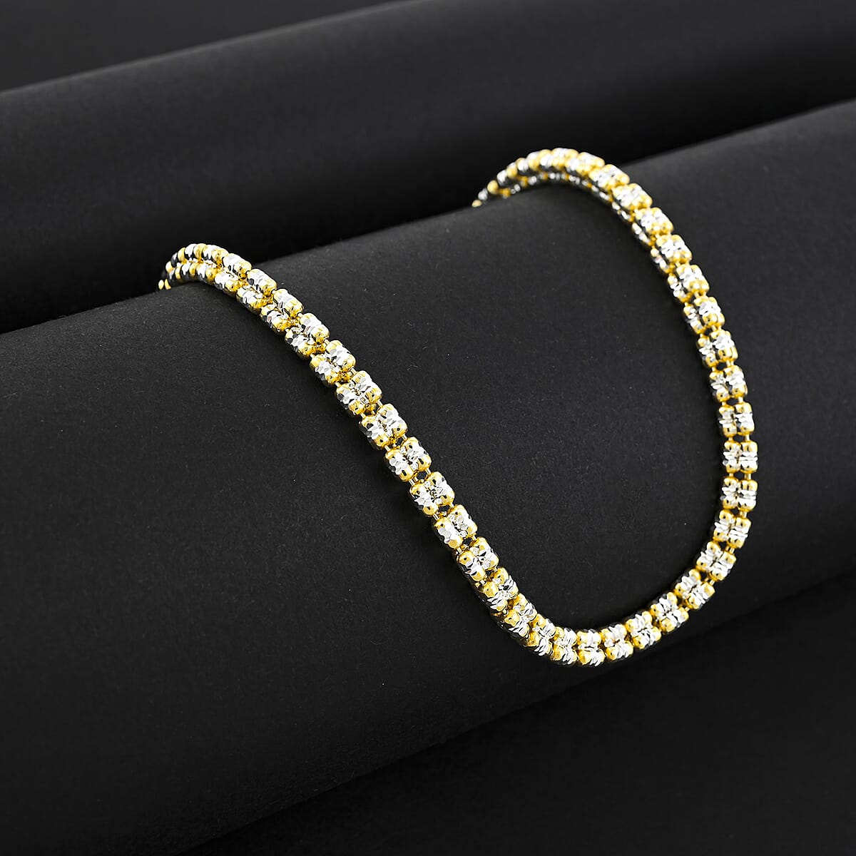 Made In Italy Diamond Cut ICE Round Necklace in 14K YG and Rhodium Over Sterling Silver 19.15 Grams 18 Inches image number 1