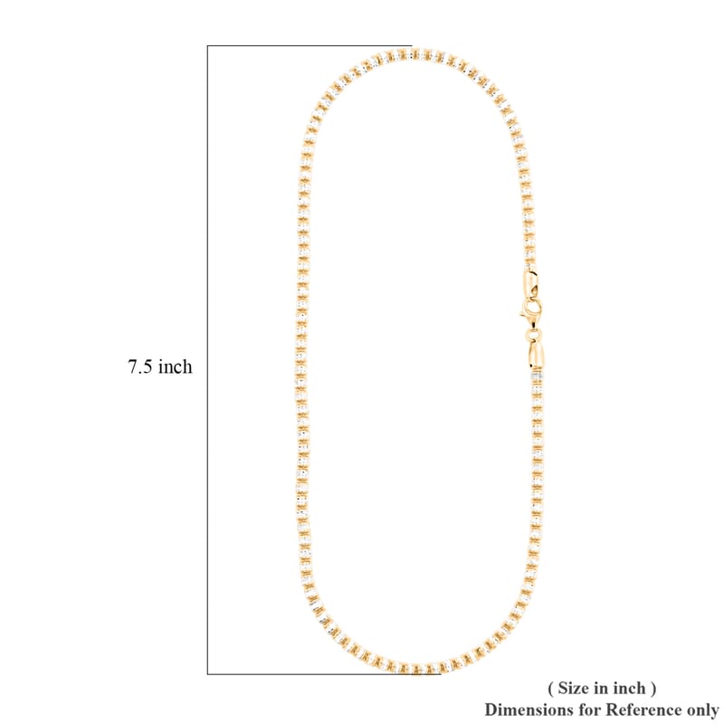  Italian Diamond Cut ICE Round Necklace in 14K YG and Rhodium Over Sterling Silver 18.91 Grams 18 Inches