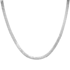 Made In Italy Herringbone Necklace in Rhodium Over Sterling Silver 5.33 Grams 18 Inches