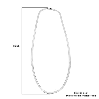  Italian Herringbone Necklace in Rhodium Over Sterling Silver 5.80 Grams 18 Inches