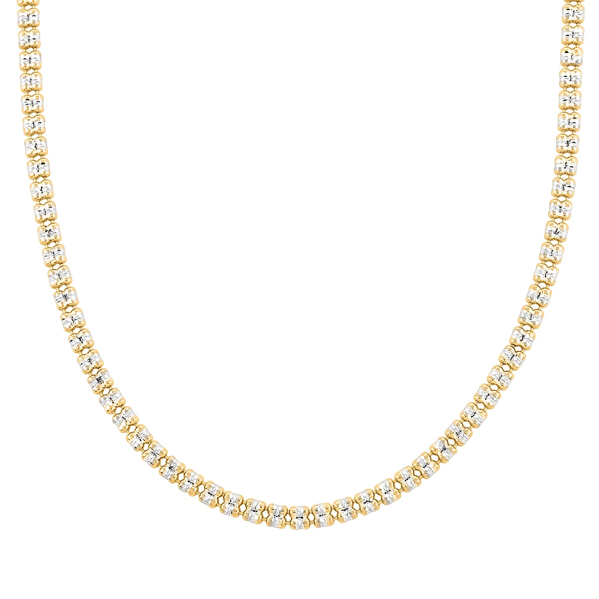 Made In Italy Diamond Cut ICE Round Chain 2-Row Necklace in 14K YG and Rhodium Over Sterling Silver 14.14 Grams 20 Inches image number 3