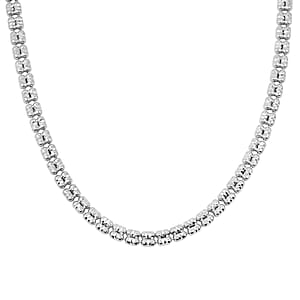 Made In Italy Diamond Cut ICE Round 2 Row Chain Necklace in Rhodium Over Sterling Silver 14.7 Grams 20 Inches