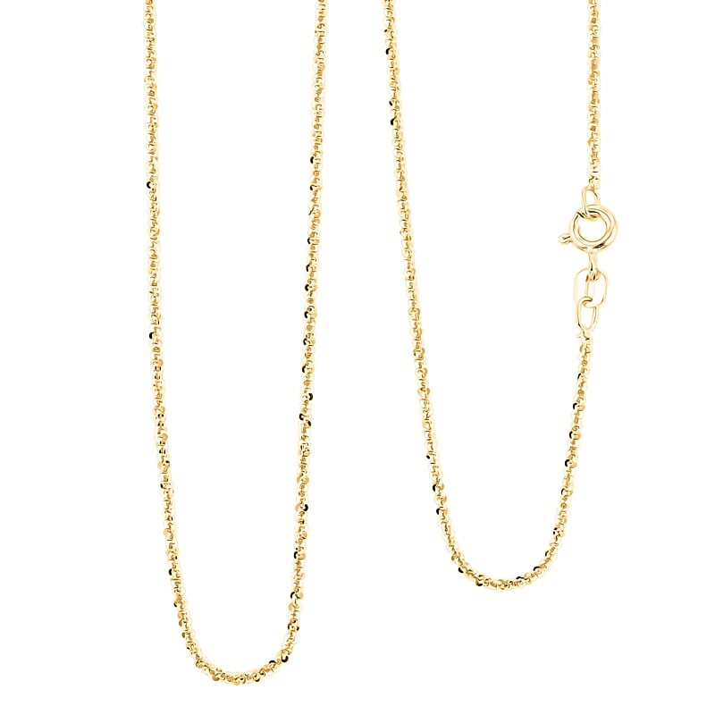 Italian 1.4mm Rock Chain Necklace in 14K YG Over Sterling Silver 2.24 Grams 20 Inches