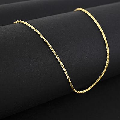 Italian 1.4mm Rock Chain Necklace in 14K YG Over Sterling Silver 2.24 Grams 20 Inches